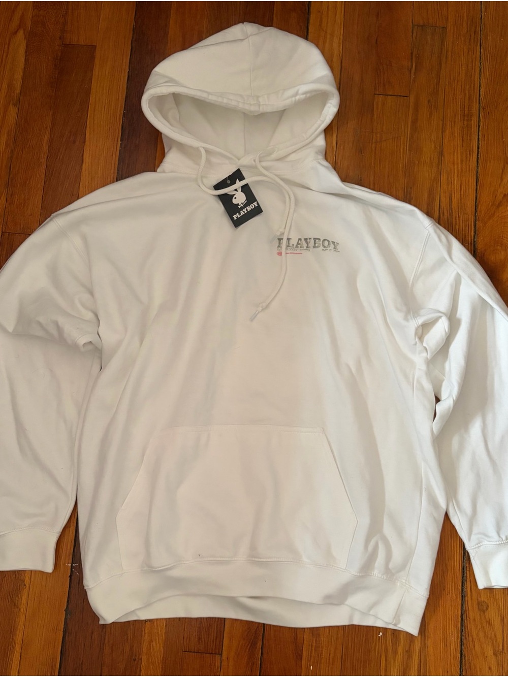 PLAYBOY White Logo Pullover Hoodie